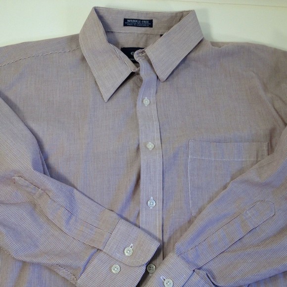 615 Wrinkle Free Brand Long Sleeve Purple/Plum Striped Dress Shirt Sz 17.5 34/35 - Picture 7 of 12